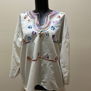 Mexican hand embroidered tunic small